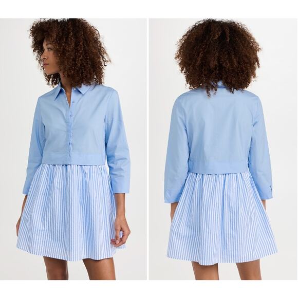 English Factory Dresses & Skirts - English Factory Stripe Contrast Shirt Mini Dress in Blue Size S